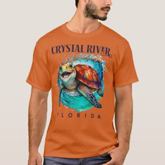 Crystal River Florida Watercolor Lycklig Sea Turtl T Shirt
