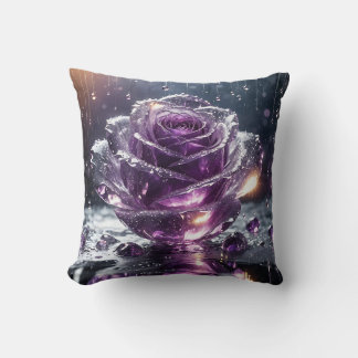 "Crystal Ro with Raindrops - Elegant Blommigt Art" Kudde