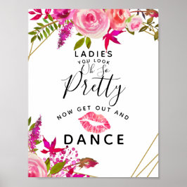Crystal Rosa Peach Dam BATHROOM bröllop-tecken Poster