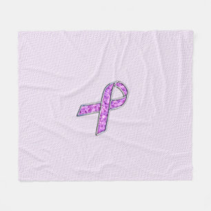 Crystal Rosa Ribbon Awareness Knitting Fleecefilt