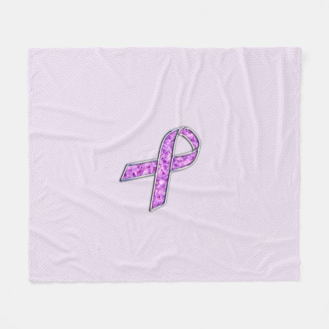 Crystal Rosa Ribbon Awareness Knitting Fleecefilt (Framsidan (Horisontell))