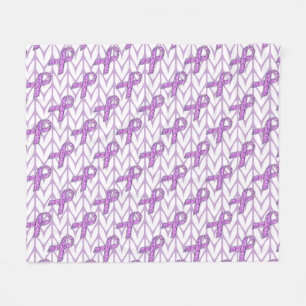 Crystal Rosa Ribbon Awareness Knitting Fleecefilt