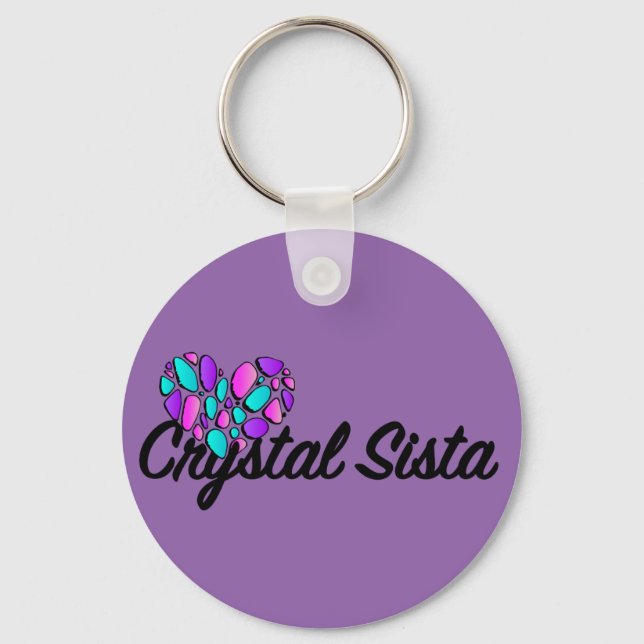 Crystal Sista Round Keychain (svart) Nyckelring (Framsida)
