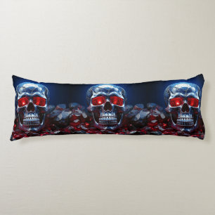 Crystal Skull med Ruby Red Ögon Body Pillow Kroppskudde