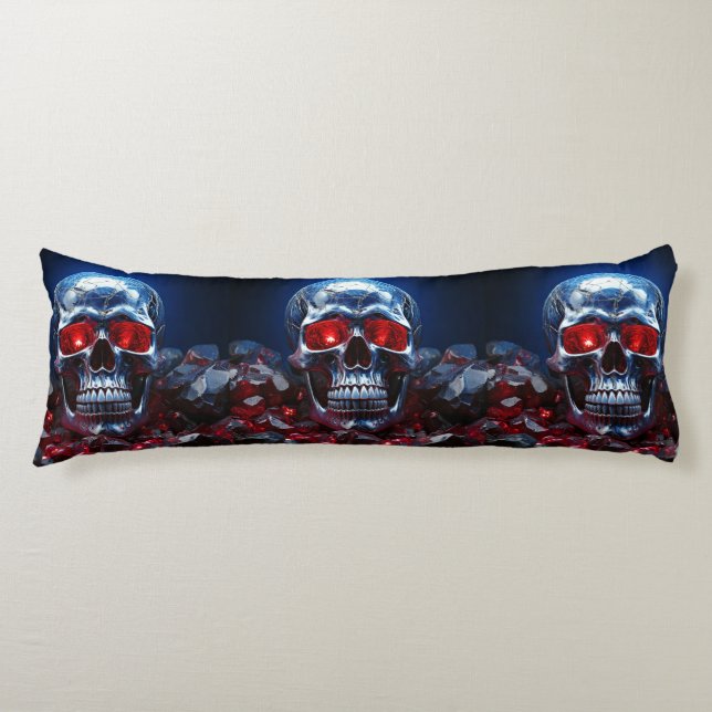 Crystal Skull med Ruby Red Ögon Body Pillow Kroppskudde (Framsidan)