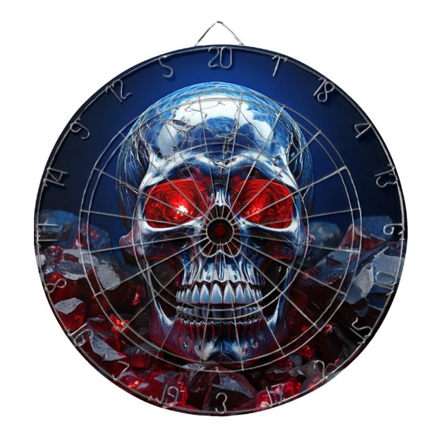 Crystal Skull med Ruby Red Ögon Dartboard Darttavla (Framsidan)