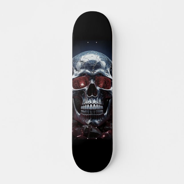 Crystal Skull med Ruby Red Ögon Skateboard (Framsida)