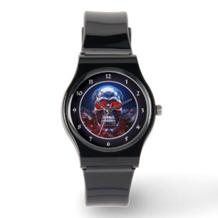 Crystal Skull med Ruby Red Ögon Watch Armbandsur
