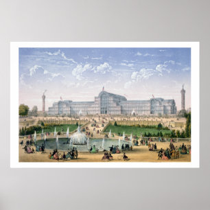 Crystal slott, Sydenham, c.1862 (färglithoen) Poster