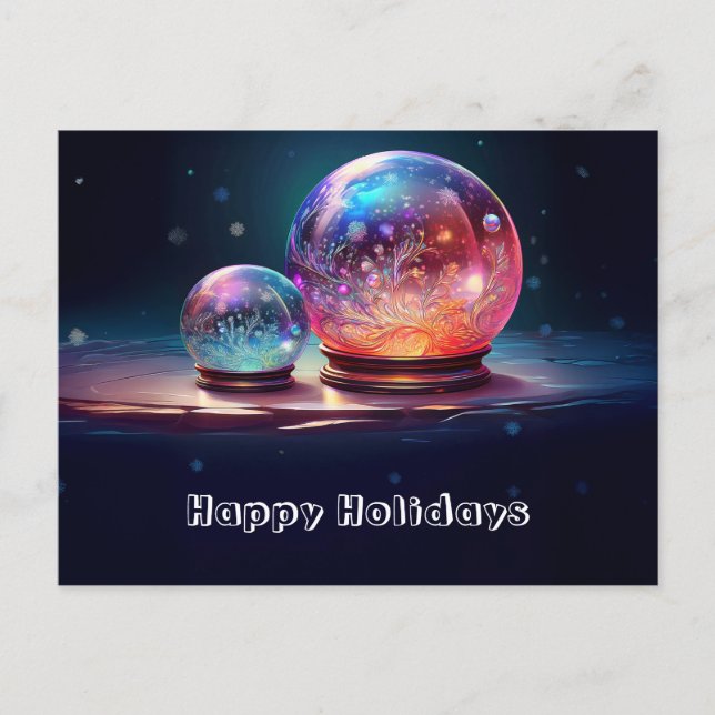 Crystal Snöbollar Jul Holiday Julkort Vykort (Framsida)