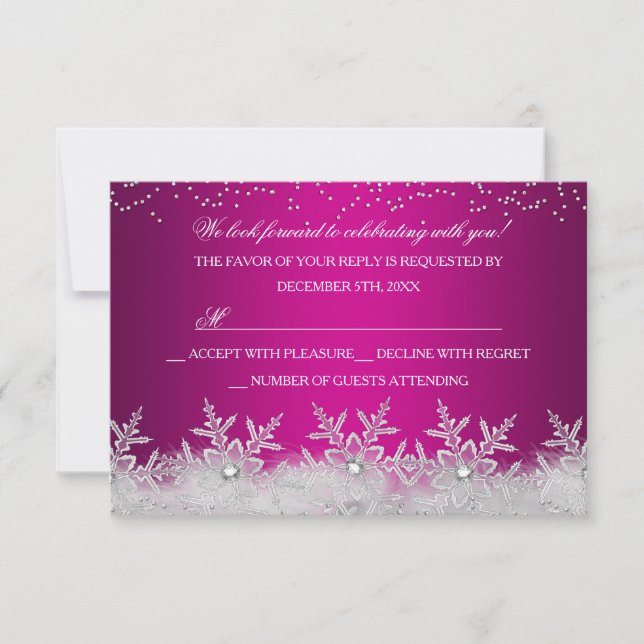 Crystal snöflinga het rosa julfest RSVP OSA Kort (Framsida)