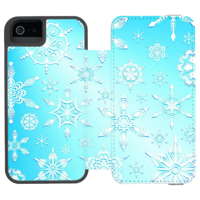 Crystal Snöflingor Mönster Incipio iPhone Wallet Skal (Folio Öppen)