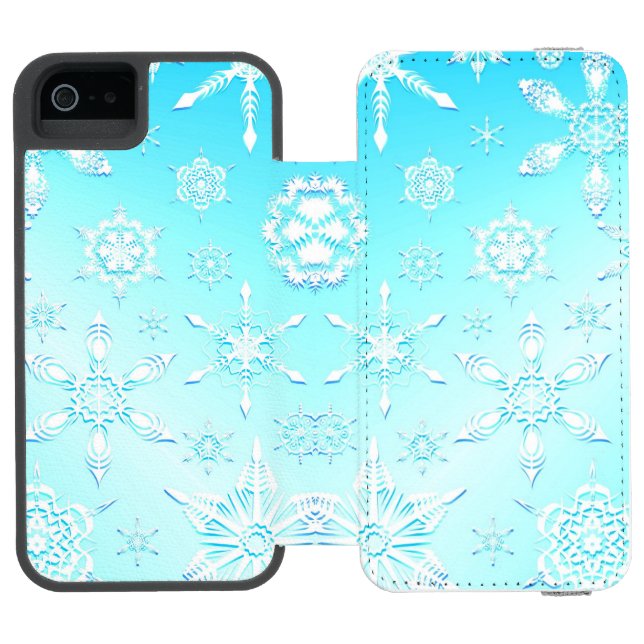 Crystal Snöflingor Mönster Incipio iPhone Wallet Skal (Folio Öppen)
