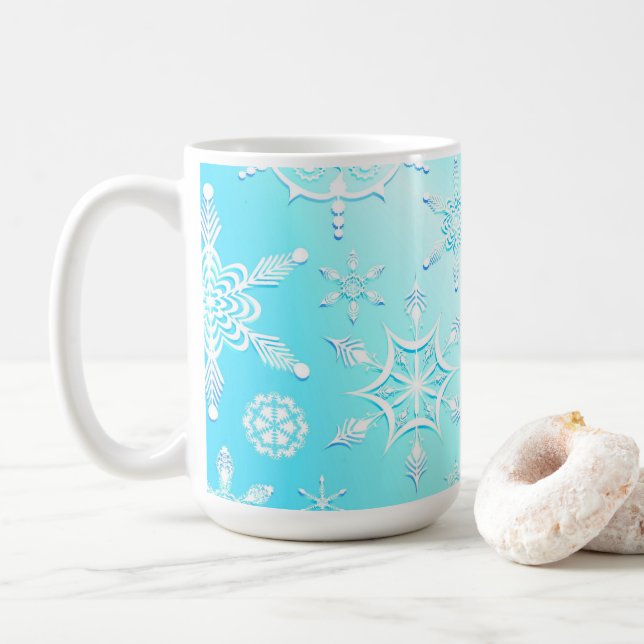 Crystal Snöflingor Mönster Kaffemugg (Med munk)
