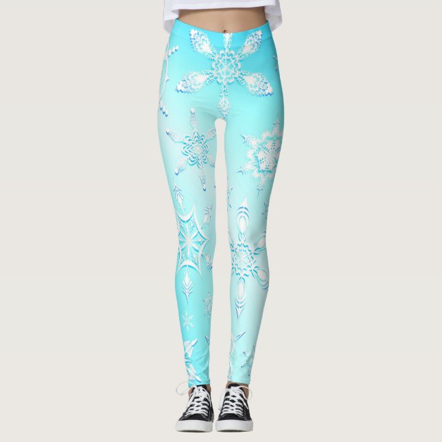 Crystal Snöflingor Mönster Leggings (Framsida)