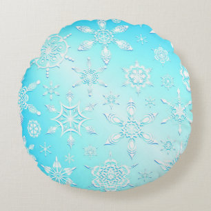 Crystal Snöflingor Mönster Rund Kudde