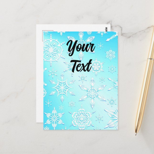 Crystal Snöflingor Mönster Vykort (Fram/Back In Situ)