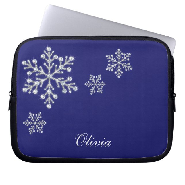 Crystal snöflingorblåttlaptop sleeve (Framsidan)