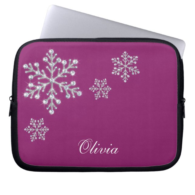 Crystal snöflingormagentalaptop sleeve (Framsidan)