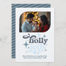 Crystal Snowfall Modern Blue Christmas Photo