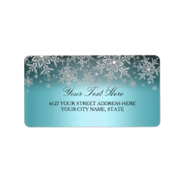 Crystal Snowflake Blue Winter Address Label Adressetikett