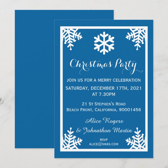 Crystal Snowflake Christmas Party Invitation Inbjudningar (Fram/baksida)