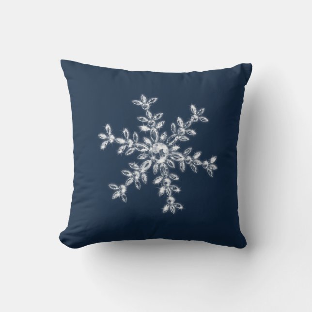 Crystal Snowflake Helgdag Cushion (blått) Kudde (Framsida)