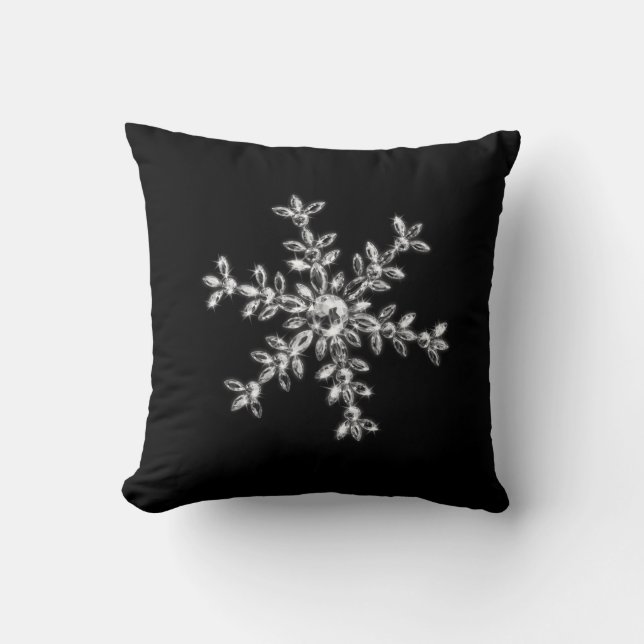 Crystal Snowflake Helgdag Cushion in black Kudde (Framsida)