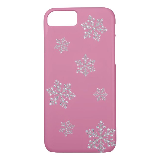Crystal Snowflake iPhone 7 fodral (rosa) Case-Mate iPhone Skal (Baksida)
