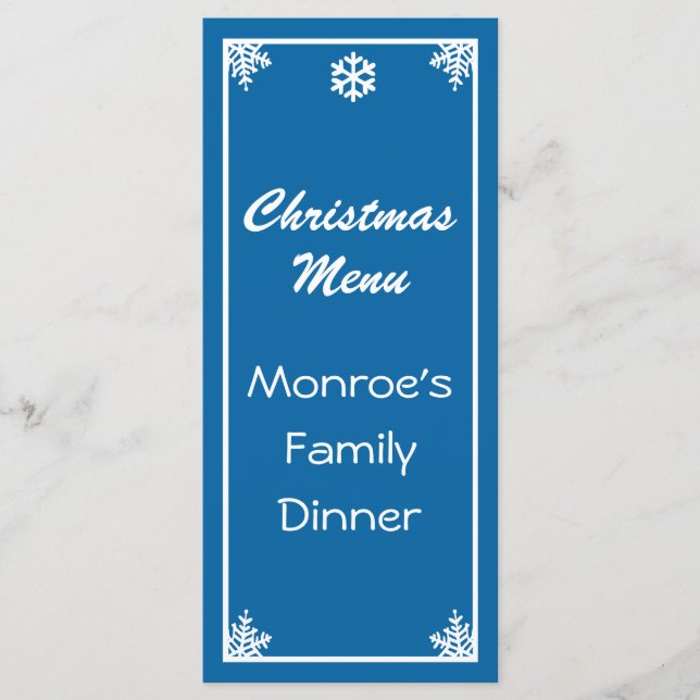 Crystal Snowflake-julmeny Meny (Framsida)