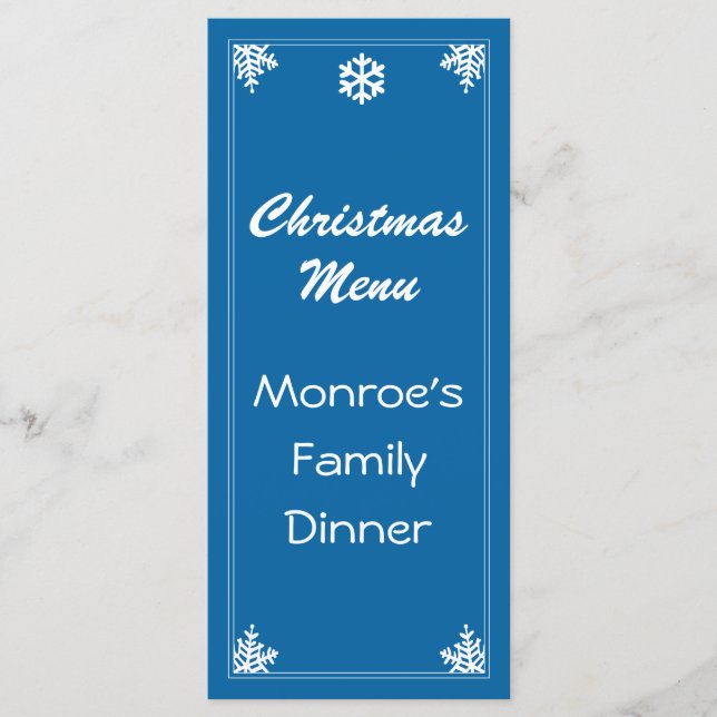 Crystal Snowflake-julmeny Meny (Framsida)