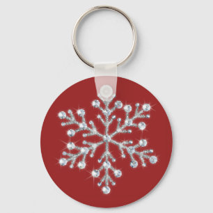 Crystal Snowflake Keychain (röd) Nyckelring