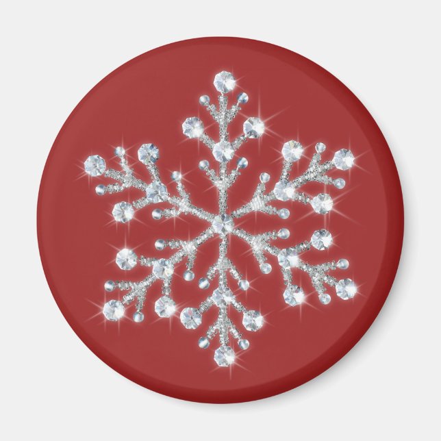 Crystal Snowflake Magnet (röd) (Framsidan)