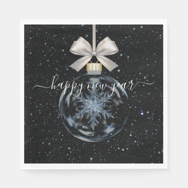 Crystal Snowflake New Year’s  Pappersservett (Framsidan)