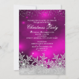 Crystal Snowflake Rosa jul Party Inbjudan