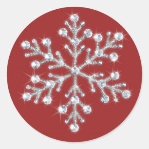 Crystal Snowflake Sticker (rött) Runt Klistermärke
