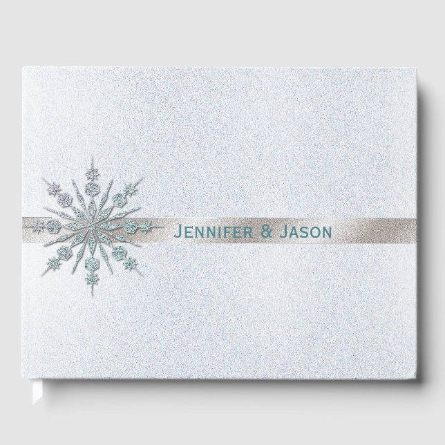 Crystal Snowflake Winter Wedding Guest Bok (Framsida)