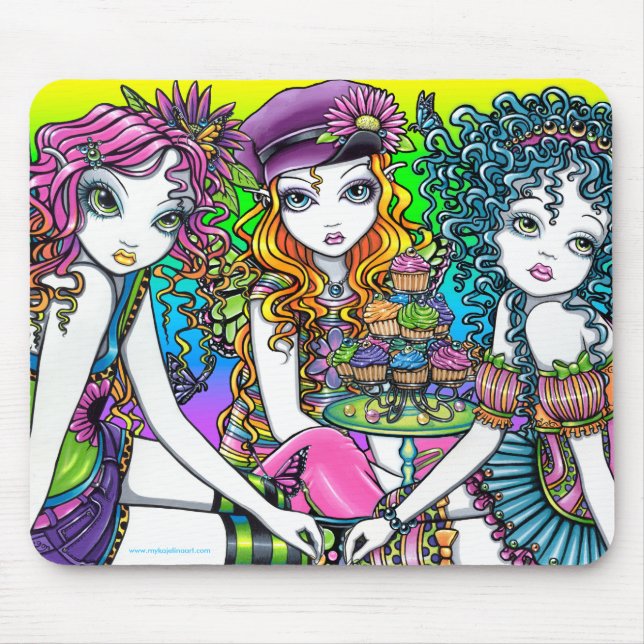 Crystal soliga & Buttercupregnbågeälvor Mousepad Musmatta (Framsidan)