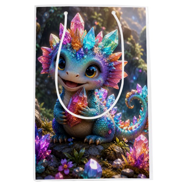 Crystal Sprout – Söt kristalldrake fantasykonst (Framsidan)