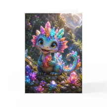 Crystal Sprout – Söt kristalldrake fantasykonst