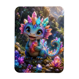 Crystal Sprout – Söt kristalldrake fantasykonst Magnet