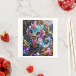 Crystal Sprout – Söt kristalldrake fantasykonst Pappersservett
