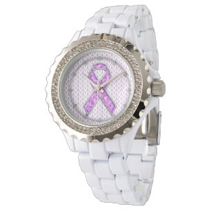 Crystal Stil Rosa Ribbon Awareness Sticka Armbandsur