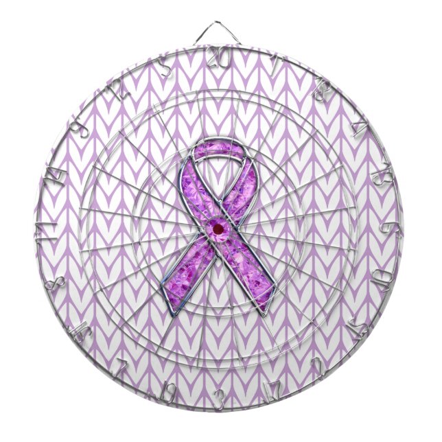 Crystal Stil Rosa Ribbon Awareness Sticka Darttavla (Framsidan)