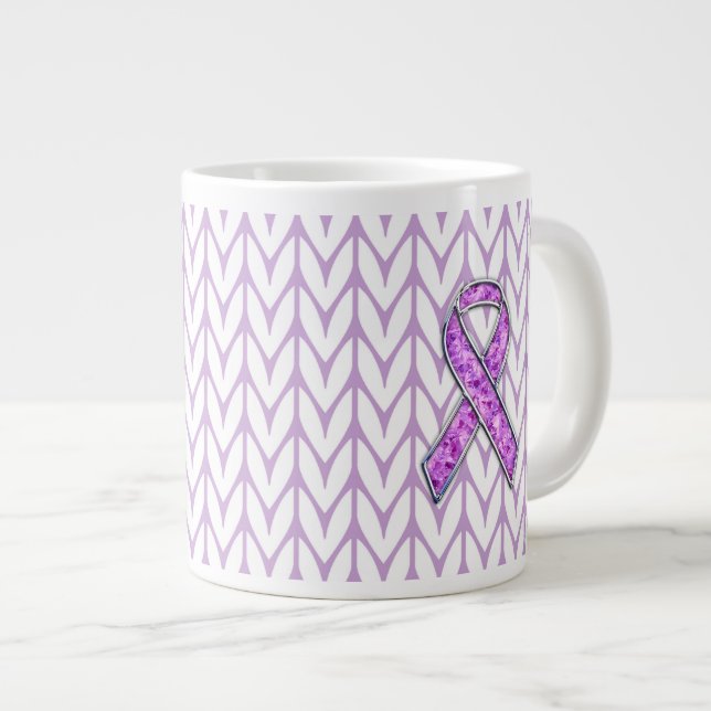 Crystal Stil Rosa Ribbon Awareness Sticka Jumbo Mugg (Framsida höger)