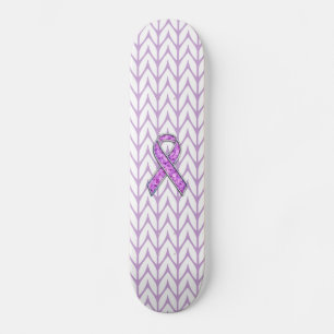 Crystal Stil Rosa Ribbon Awareness Sticka Skateboard Bräda 20 Cm