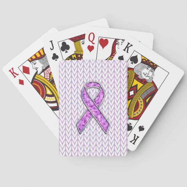 Crystal Stil Rosa Ribbon Awareness Sticka Spel Kort (Baksidan)