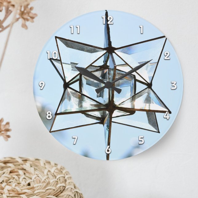 Crystal SunCatcher Light Blue Acrylic Wall Clock Stor Klocka (Skapare uppladdad)