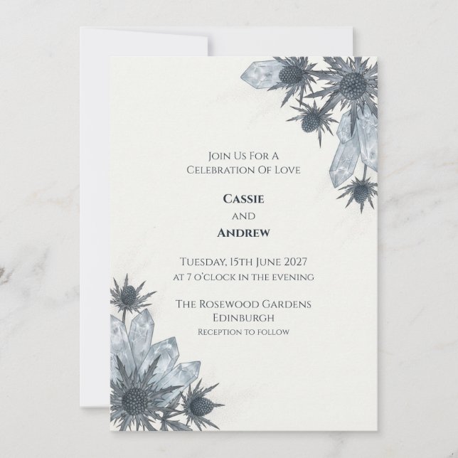 Crystal Thistle skotsk bröllopsinbjudan Inbjudningar (Framsida)