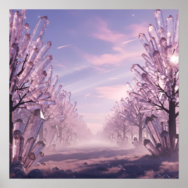 Crystal Trees Avenue in the Pink Horizon Poster (Framsidan)